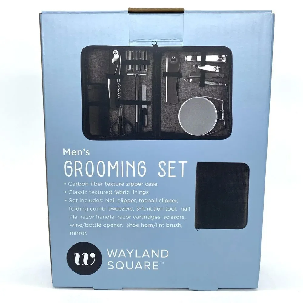 Men’s Grooming 10 Piece Set New Travel Case Comb, Razor,